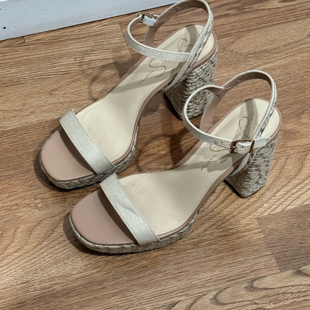 Jessica Simpson Cream Wedge Sandals